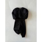 RG Brand Kız / Erkek Bebek Cep Detaylı Peluş Sweatshirt - Eşofman 2'li Takım_RG356 - Siyah - 3 - 4 Yaş