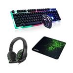 Rgb Aydınlatmalı Klavye-Mouse-Mousepad-Kulaklık 4in1 Set Süper Kalite - Siyah