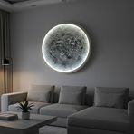 RGB Bluetooth LED Ay Gezegen Tablo, Akıllı Işıklı Beyaz Ahşap Çerçeve Duvar Dekoru, Müzikle Senkron LED Aydınlatma, El Yapımı MDF Dekoratif Tablo (Santimetre, 100, Santimetre, 100)