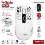 Rgb Gaming Mouse 24000 Dpı Kablosuz 2.4g Bluetooth Type-c Şarjlı Oyuncu Mouse Ms-ks2nb beyaz