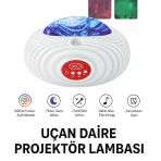 Rgb Işık Efektli Ufo Tasarım Yıldızlı Gece Projektör Lamba Bluetooth Hoparlörlü