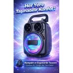 Rgb Işıklı 10 Saat Şarjlı Taşınabilir Bluetooth Hoparlör - 3 İnç Kompakt Tasarım Ses Bombası