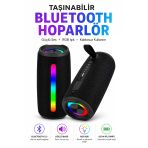 Rgb Işıklı Bluetooth Hoparlör 16W Güçlü Bass Tf Kart Aux Fm Radyo Taşınabilir Speaker
