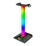 RGB Işıklı Kulaklık Standı, USB Hub Destekli, Dokunmatik Kontrol, Çift USB Port, Kaymaz Taban, Oyun ve Ofis Masası Aksesuarı