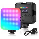 RGB Kamera Işığı, RGB Video Işığı Kamera 360° Tam Renkli, CRI 95+ 2500-8500K Kısılabilir, 2000mAh Şarj Edilebilir Taşınabilir Fotoğraf Aydınlatması OLED Ekran ve 3 Soğuk Ayakkabı