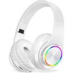 Rgb Kulaküstü Bluetooth 5.0 Kulaklık LED Işıklı Mikrofonlu Kablosuz Kulaklık Oyun Müzik Şık Tasarım - Beyaz