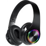 Rgb Kulaküstü Bluetooth 5.0 Kulaklık LED Işıklı Mikrofonlu Kablosuz Kulaklık Oyun Müzik Şık Tasarım - Siyah