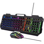 Rgb LED Işıklı Metal Gövdeli USB Gaming Oyuncu Mouse Klavye Seti - Siyah
