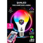 Rgb Led Lamba Ampül Kumandalı Ambiyans Aydınlatma Tasarruflu Renk Değiştiren Led Işık 5 Adet