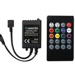 Rgb Şerit Led Kontrol Cihazları - Bluetooth, Sese ve Müziğe Duyarlı, 24 Tuşlu - 6 Amper, 10 Metreye kadar Rgb Şerit led Çalıştırır (1, Sese ve Müziğe Duyarlı)