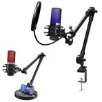 RGB USB Condenser Microphone – Kalitesinde , Gürültü Azaltmalı Profesyonel Mikrofon, Yayını Podcast için Kardioid Mikrofon, Metal Gövdeli Tripod Standlı | X3R