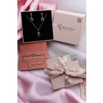 RGELEGANCE Premium Accessories 925 Ayar Gerçek Gümüş Prenses Işıltısı Özel Hediye Gümüş Bileklik Gümüş Küpe Gümüş Kadın Kolye Set