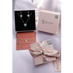 RGELEGANCE Premium Accessories 925 Ayar Gerçek Gümüş Sevgiliye Hediye Kalbimin Sahibi Gümüş Kadın Kolye Bileklik Küpe Kalpli Set