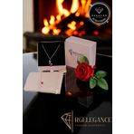 RGELEGANCE Premium Accessories 925 Ayar Gerçek Gümüş Sevgiliye Hediye Kırmızı Gül Figürlü Gümüş Kadın Kolye Bileklik Seti