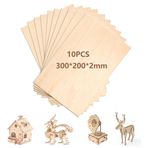 Rhimooay Lazer kesim için 10 adet 2 mm ıhlamur kontrplak, kontrplak ahşap plaka, sunta, gravür ve kendin yap projeleri için ahşap plakalar, resimler, ahşap projeler ve gravürler için kontrplak plaka