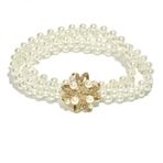 Rhinestone İnci Bel Kemeri Lüks Altın Elastik Kemer Elbise Kristal Bel Kayışı, Kadınlar ve Kızlar için Kristal Çiçek İnci Kemer, Altın, M