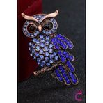 Rhinestone Kristal Taşlı Tasarım Baykuş Broş - Hediyelik Unisex Kadın Erkek Çanta Yaka Iğnesi Rozeti - Tek Ebat