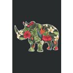 Rhino Summer Tropical Floral Print Flower Hawaii Men Girl Nice: Lined College Ruled Paper Journal Notebook Planner with 6x9 inches, 100 Pages