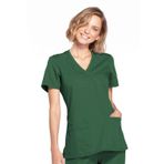 Rib-Örgü Arka Paneller WW650 ile Kadın Mock Wrap Üst İş Kıyafetleri Orijinalleri, Avcı, XL