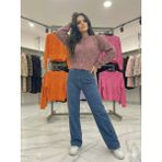 Ribana Classic Kadın Açık Dikiş Örgü Model Uzun Kollu Standart Beden Ajurlu Crop Triko Kazak 4828 - Gül Kurusu