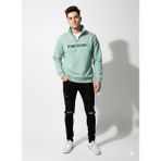 Ribana Classic Unisex Regular Fit Fermuarlı Yumuşak Dokulu Üç Iplik Uzun Kollu Sweatshirt - Su Yeşili - XL
