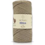 Ribbon Polyester Ip 200 gr Polyester Ribbon Makrome Ipi (Simli Sütlü Kahve) - Standart