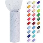 RIBBOOO Beyaz Simli Tül Ruloları 15,8 cm x 10 Metre Pullu Tül Kumaş Şerit Kendin Yap Tutu Etek Dikiş Yay Süslemeleri El İşi Malzemeleri Doğum Günü Düğün Bebek Duş Parti Dekorasyonu