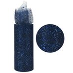 RIBBOOO Koyu mavi parıltılı tül kumaş rulolar 15,5 cm 10 metre örgü kumaş payet köpüklü şerit biriktirme ağları DIY Tutu etek hediye sarma bebek duş düğün parti dekorasyon