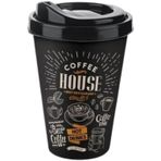 Rica Ederim Unisex Coffee Cup French Press Filtre Kahvesi Bardağı Meşrubat Bardağı Plastik Termos Mug Yıkanabilir Çok Amaçlı 400ml Dekoratif Bardak (Coffee House)
