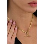 Ricco Jewellery 14 K Gold Kaplama 925 Ayar Gümüş Kolye Choker Gurmet T Kilit Kolye