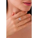 Ricco Jewellery 14 K White Gold Kaplama 925 Ayar Gümüş Kar Tanesi Döner Yüzük - Işıklı Kutu