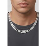 Ricco Jewellery 14 K White Gold Kaplama 925 Ayar Gümüş Miami Cuban Choker Kolye