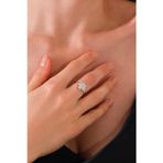 Ricco Jewellery 14 K White Gold Kaplama 925 Ayar Gümüş Sedefli Yonca Döner Yüzük - Işıklı Kutu