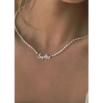Ricco Jewellery 925 Ayar Gümüş Organik İnci Choker İsim Kolye