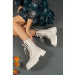 Riccon Extra Mat Bej Kadın Fermuarlı Postal Bot 0012299