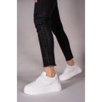 Riccon Kadın Sneaker – 1. Sınıf Malzeme, Ortopedik İç Taban, Koku ve Terleme Önleyici Astar, Bağcıklı Düz Taban - Beyaz