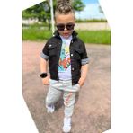 Riccotarz Erkek Çocuk Kaplan Detaylı T-Shirt Sırt Baskılı Siyah Jean Ceket Kargo Cepli Alt Üst Takım - 4 - 5 Yaş