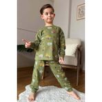 Riccotarz Erkek Çocuk Üzerinde Fil ve Papağan Digital Baskılı Yeşil Pijama Takımı - 2 - 3 Yaş