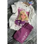Riccotarz Kız Çocuk Papatya Ve The Beauty Yazı Baskılı Penye T-Shirt Mor Şortlu Takım