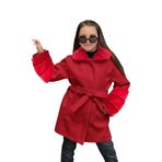 Riccotarz Kız Çocuk Yakası ve Kol Uçları Peluş, Gizli Düğme Detaylı Kırmızı Kaşe Kaban Kırmızı - 4-5 YAŞ 2230909002-001