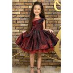 Riccotarz Mix Color Tül Detaylı Belden Bağlamalı Bordo Abiye Kız Çocuk Elbise
