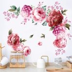 RICEFINE Şakayık Çiçeği Duvar Çıkartmaları 3D Pembe Çiçekler Duvar Çıkartmaları, Soyulabilir ve Yapıştır Çıkarılabilir Duvar Sanatı Dekoru, Çocuk Odası Kreş Sınıf Oturma Odası Yatak Odası Ev Dekorasyonu için