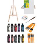 Rich 120 Cc Akrilik Boya - 50x70 Tuval -metal Spatulalı Şövale Seti
