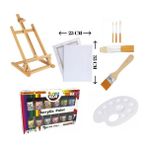 Rich Akrilik Boya Başlangıç Set Şövale + Tuval + Fırçalar + Funnykids Akrilik + Palet