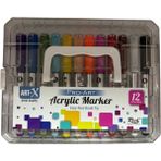 Rich Art-X Pro Fırça Uçlu Akrilik Marker 12'li Kristal Kutu Set (KLM-FRÇ-19715)