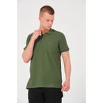 Rich Erkek Düz Renk Cepli Polo Yaka Tişört T-shirt - Yeşil - 3XL