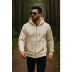 Rich Erkek Kapüşonlu Pamuklu Sweatshirt Hırka Fermuarlı Rahat Kalıp Basic Hırka