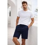 Rich Erkek Lacivert Pamuklu Beli Lastikli Bermuda Şort