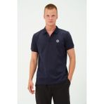 Rich Erkek Polo Yaka Tişört Rahat Kesim Baskılı T-shirt - Lacivert