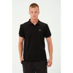 Rich Erkek Polo Yaka Tişört Rahat Kesim Baskılı T-shirt - Siyah - XL